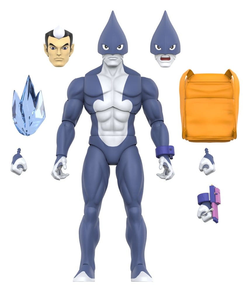 Super7 TigerSharks Ultimates Mako with human and shark heads, backpack, crystal and hands