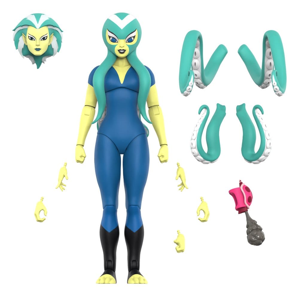 Super7 TigerSharks Ultimates Octavia with human head, swappable tentacles, hands and ink cloud
