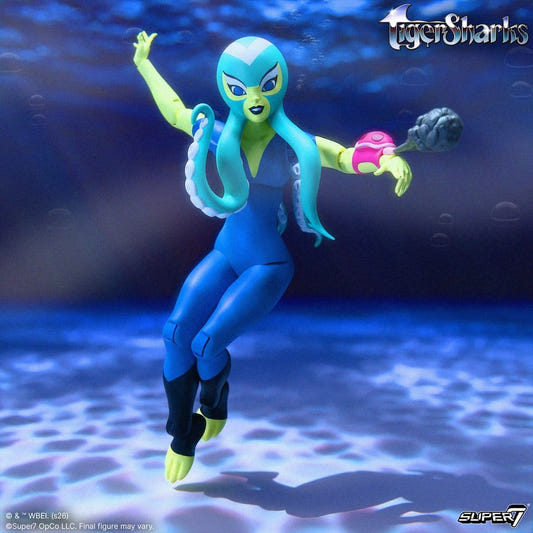 Super7 TigerSharks Ultimates Octavia swimming underwater with her ink cloud effect