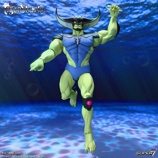 Super7 TigerSharks Ultimates T-Ray figure swimming underwater, lifestyle shot
