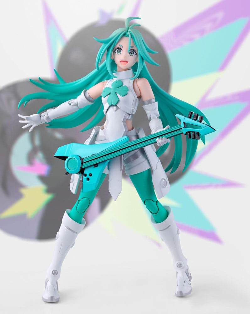 Bandai S.H.Figuarts Lucky Cyan from To Be Hero X holding her combat guitar