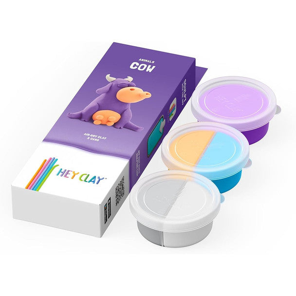 HEY CLAY Claymates Animals - Cow (3 Cans) - Loaded Dice