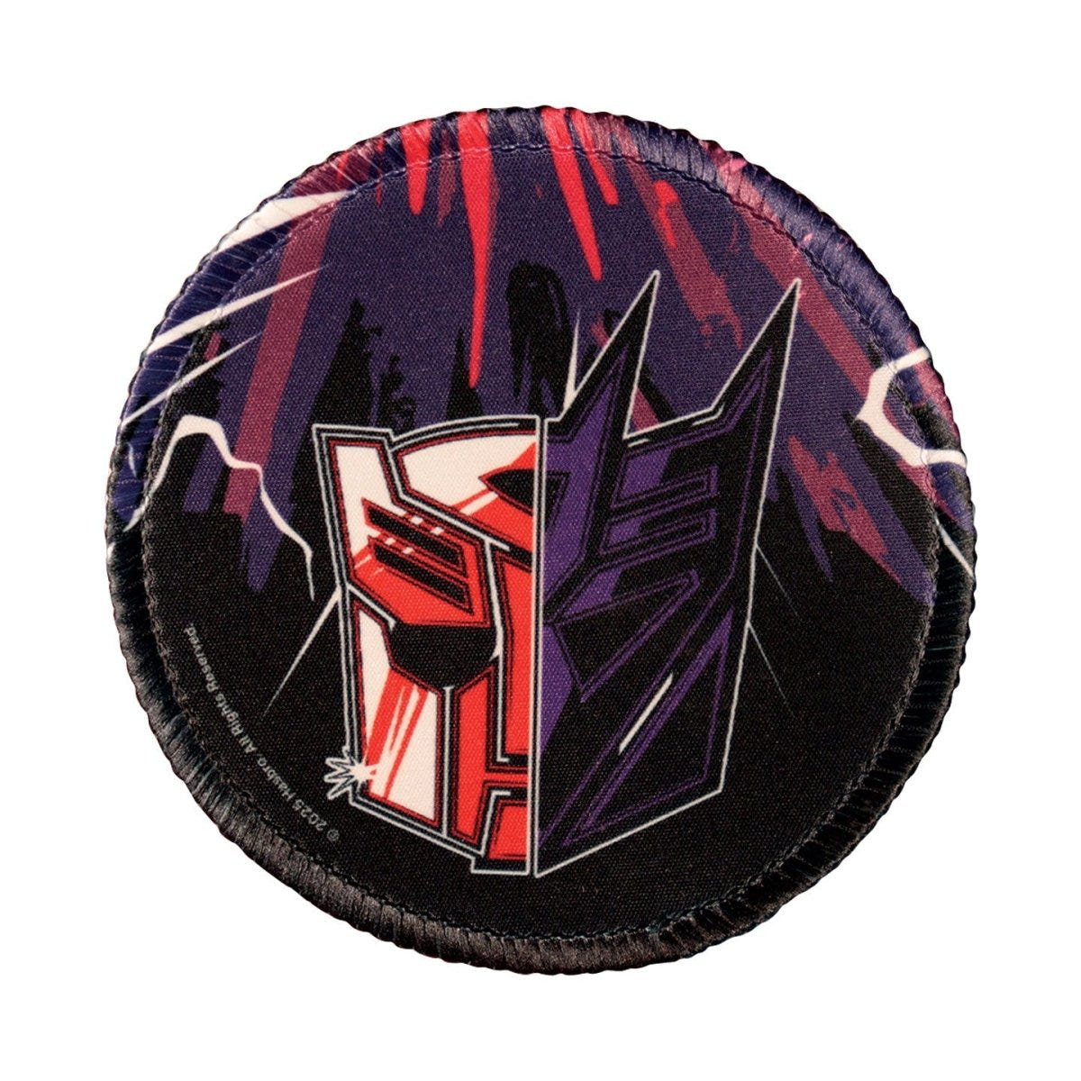 Transformers coaster with split Autobot and Decepticon insignia