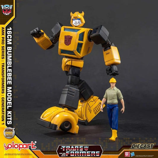 Yolopark AMK PRO Series Bumblebee model kit from Transformers: Generation One with small human figure