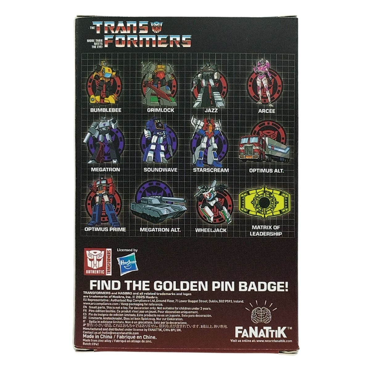 Transformers Mystery Pin Badge Blind Box - Loaded Dice