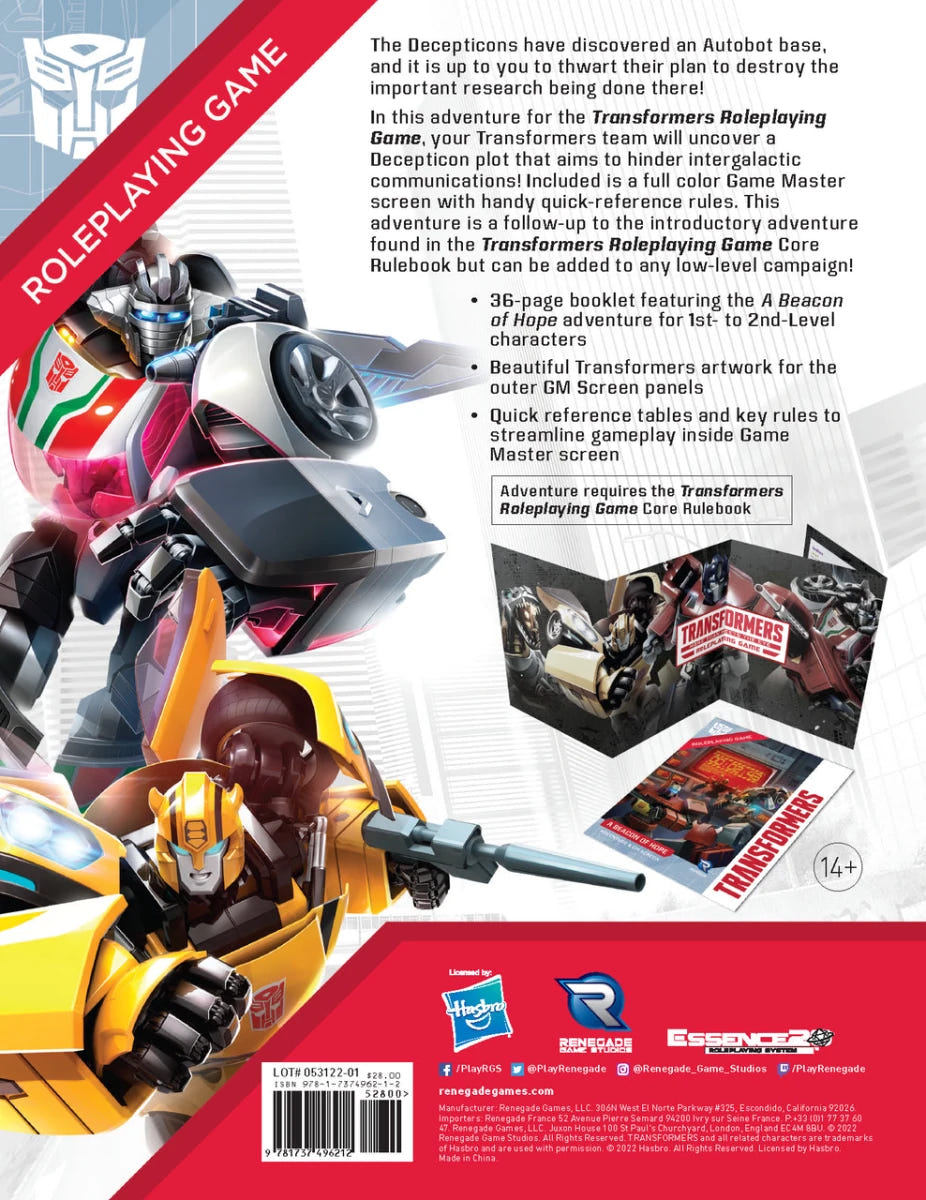 Transformers RPG: A Beacon of Hope Adventure & GM Screen - Loaded Dice