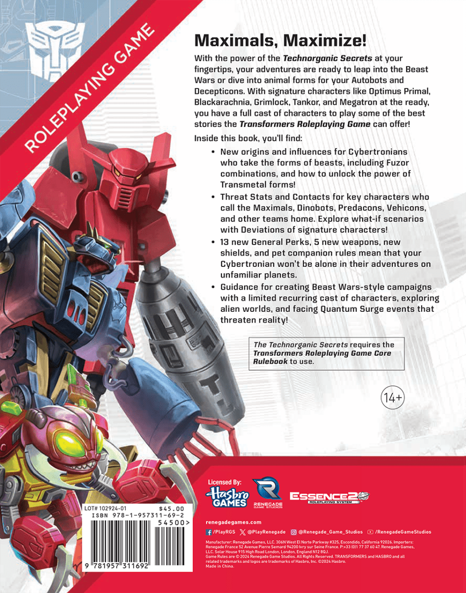 Transformers RPG: Technorganic Secrets Sourcebook - Loaded Dice
