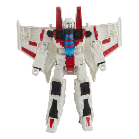 Transformers Shattered Glass Starscream Voyager figure in white and red robot mode