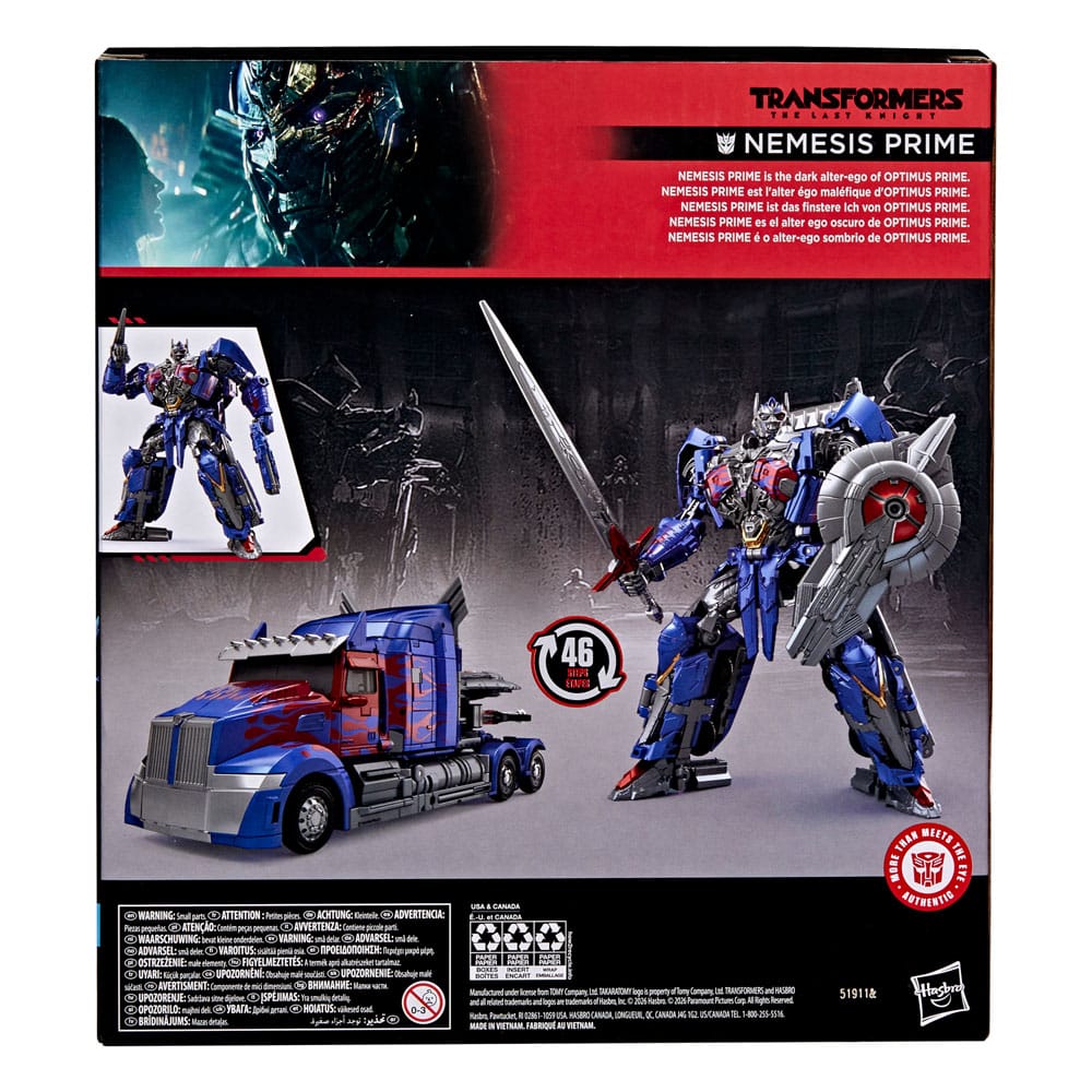 Back of the Transformers Studio Series Nemesis Prime box showing robot and truck modes