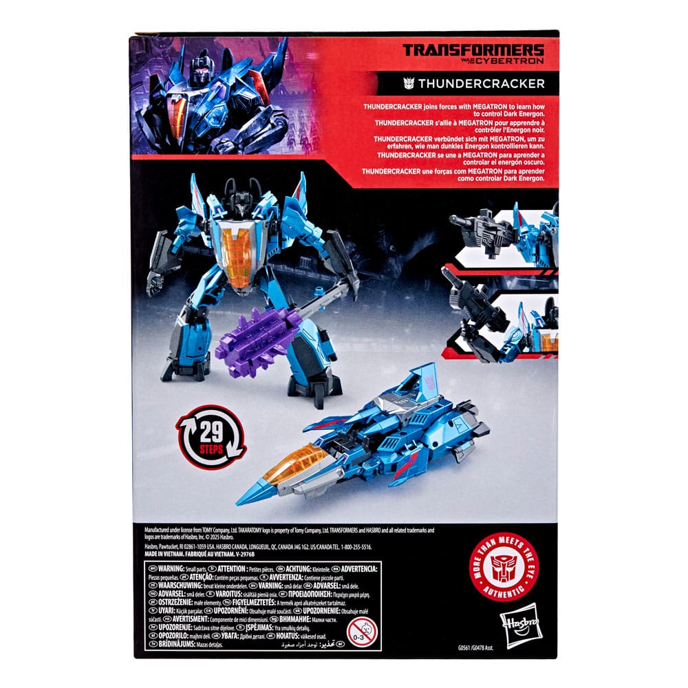 Back of the Transformers Studio Series Thundercracker box showing robot and jet modes