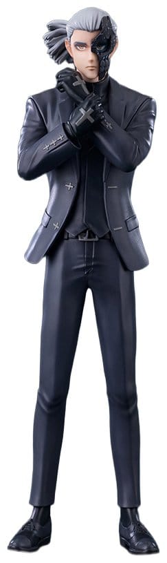 Kotobukiya Oshi Works Livio the Double Fang figure from Trigun Stampede, front view in black suit