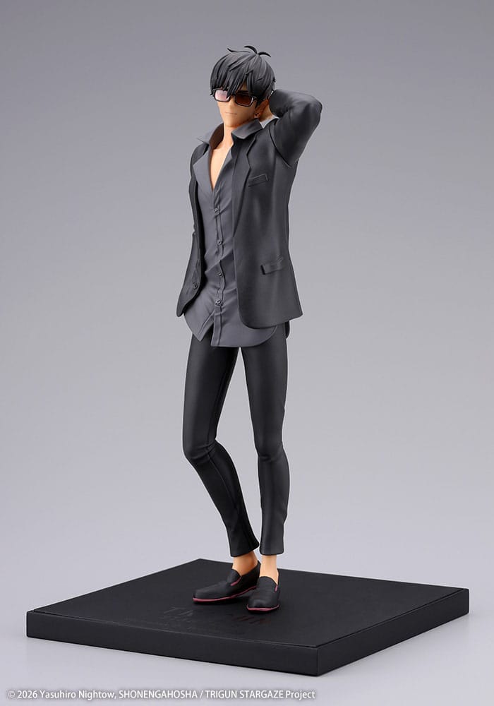 Wolfwood Oshi Works statue by Kotobukiya, three-quarter left view with hand behind head