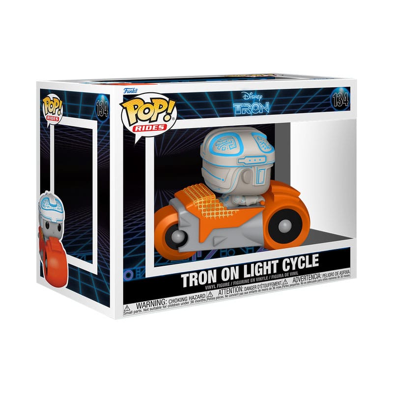 Funko Pop! Rides Deluxe Tron on Light Cycle vinyl set in its wide window display box