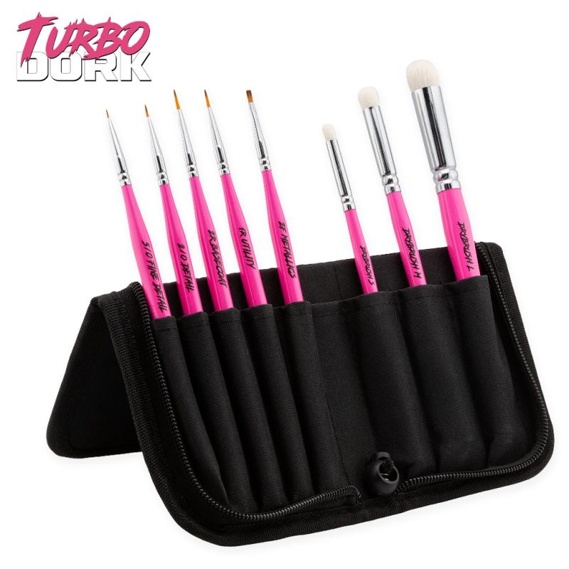 Turbo Dork Fauxlinsky Brush Set with Stand Case (8 Brushes)