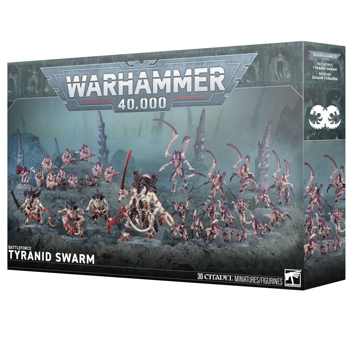 Warhammer 40,000 Tyranid Swarm miniatures box on a white background