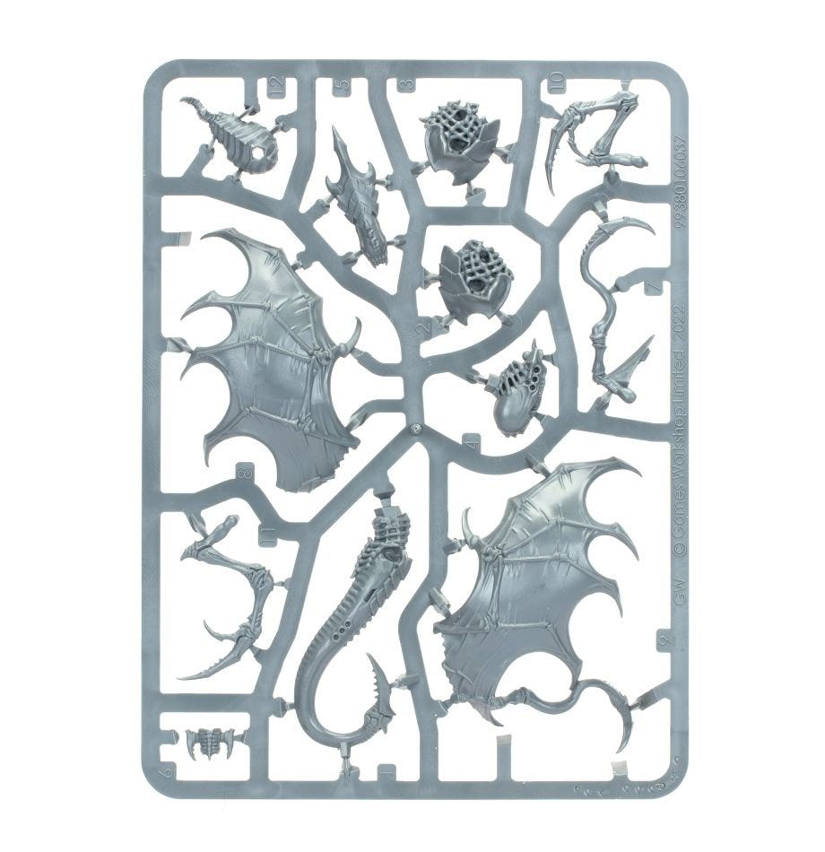 Tyranids Parasite of Mortrex unpainted plastic sprue with wings, tail and claws