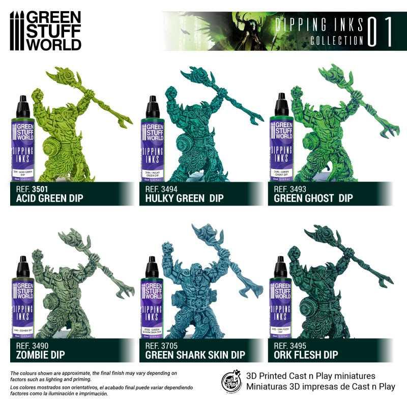Green Stuff World Paint Set - Dipping collection 01 (Green) - Loaded Dice