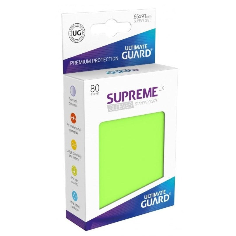 Ultimate Guard Supreme UX Sleeves Standard Size Light Green (80) - Loaded Dice Barry Vale of Glamorgan CF64 3HD