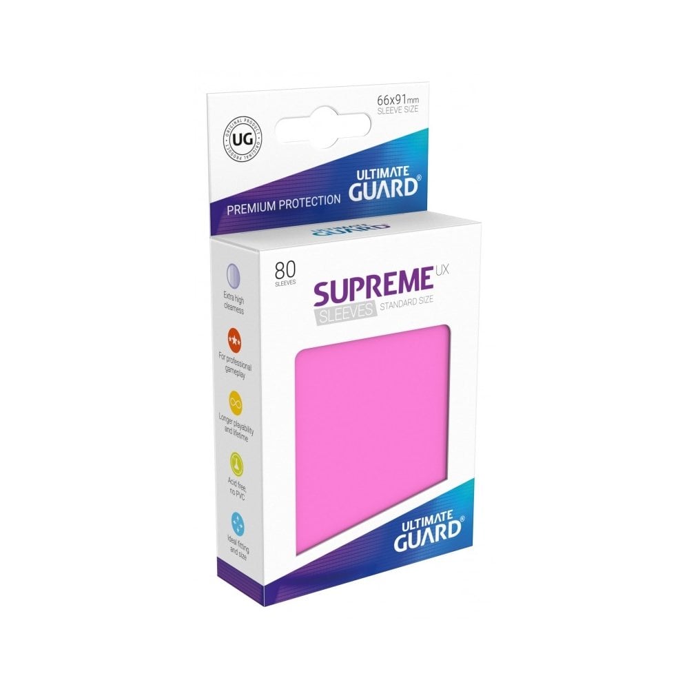 Ultimate Guard Supreme UX Sleeves Standard Size Pink (80) - Loaded Dice Barry Vale of Glamorgan CF64 3HD
