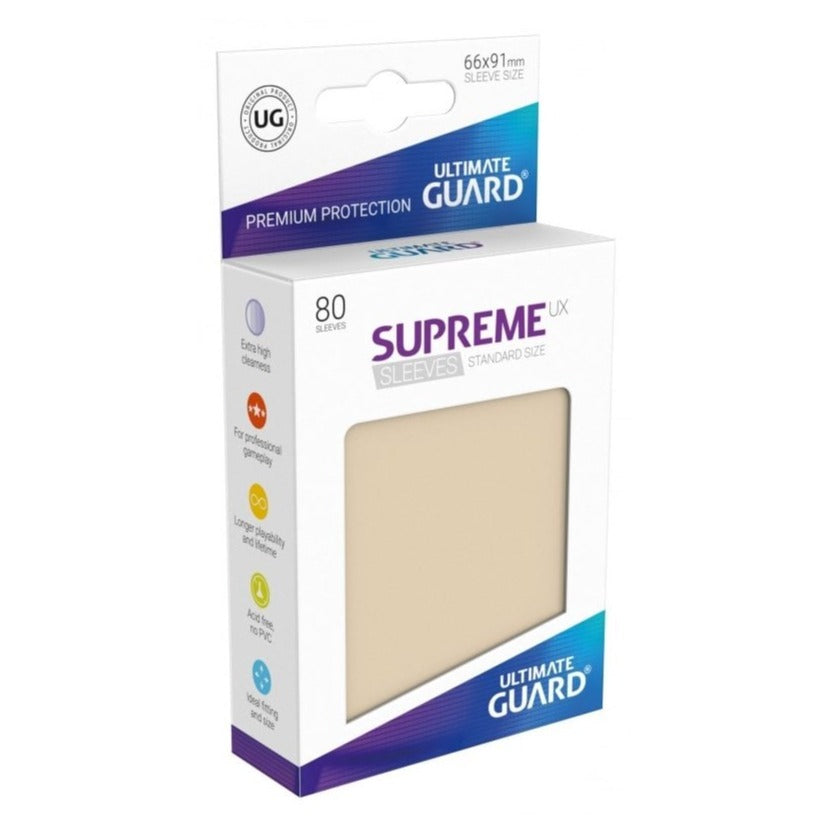 Ultimate Guard Supreme UX Sleeves Standard Size Sand (80) - Loaded Dice Barry Vale of Glamorgan CF64 3HD