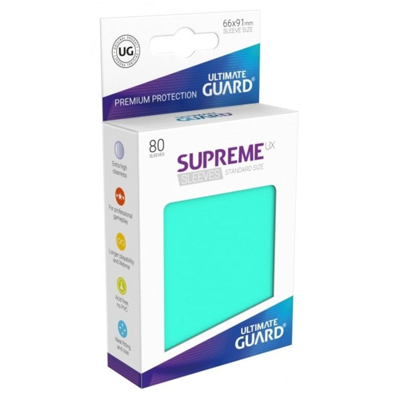 Ultimate Guard Supreme UX Sleeves Standard Size Turquoise (80) - Loaded Dice Barry Vale of Glamorgan CF64 3HD