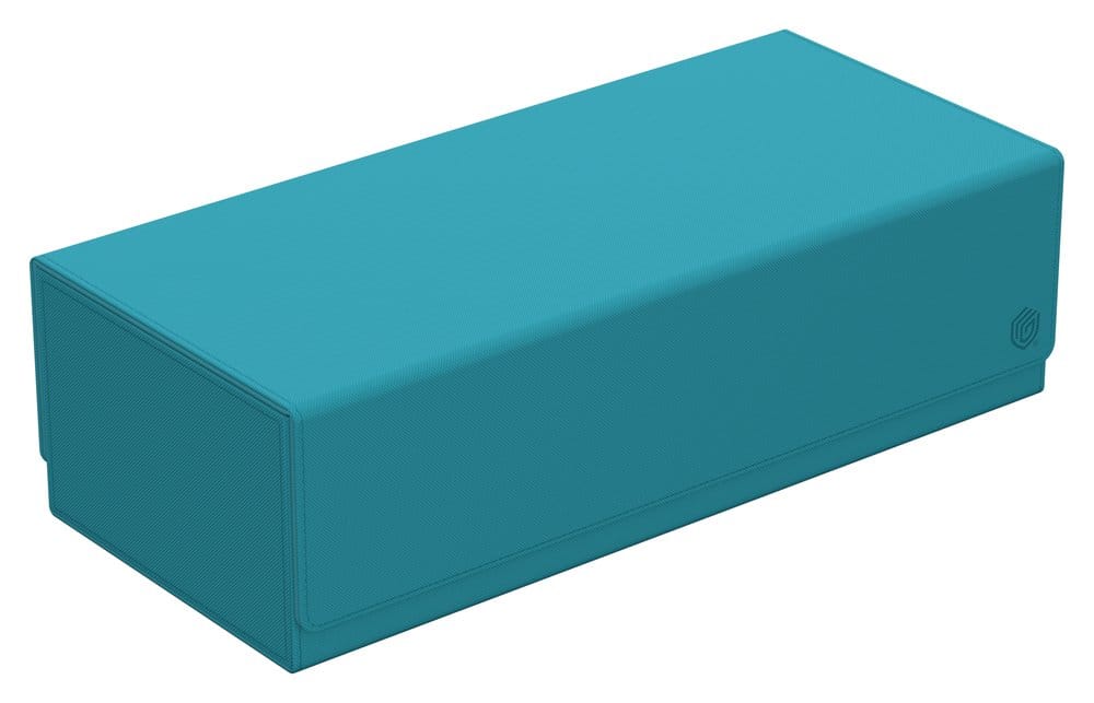 Ultimate Guard Arkhive 1000+ Xenoskin card storage box, petrol, closed box, front three-quarter view from the right