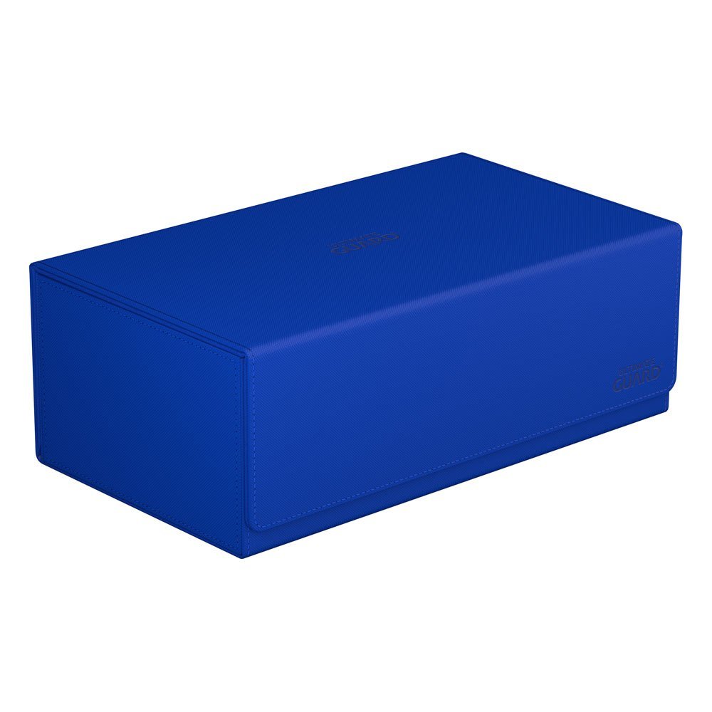 Ultimate Guard Arkhive 800+ Xenoskin card box in blue, closed, angled view of the front and lid