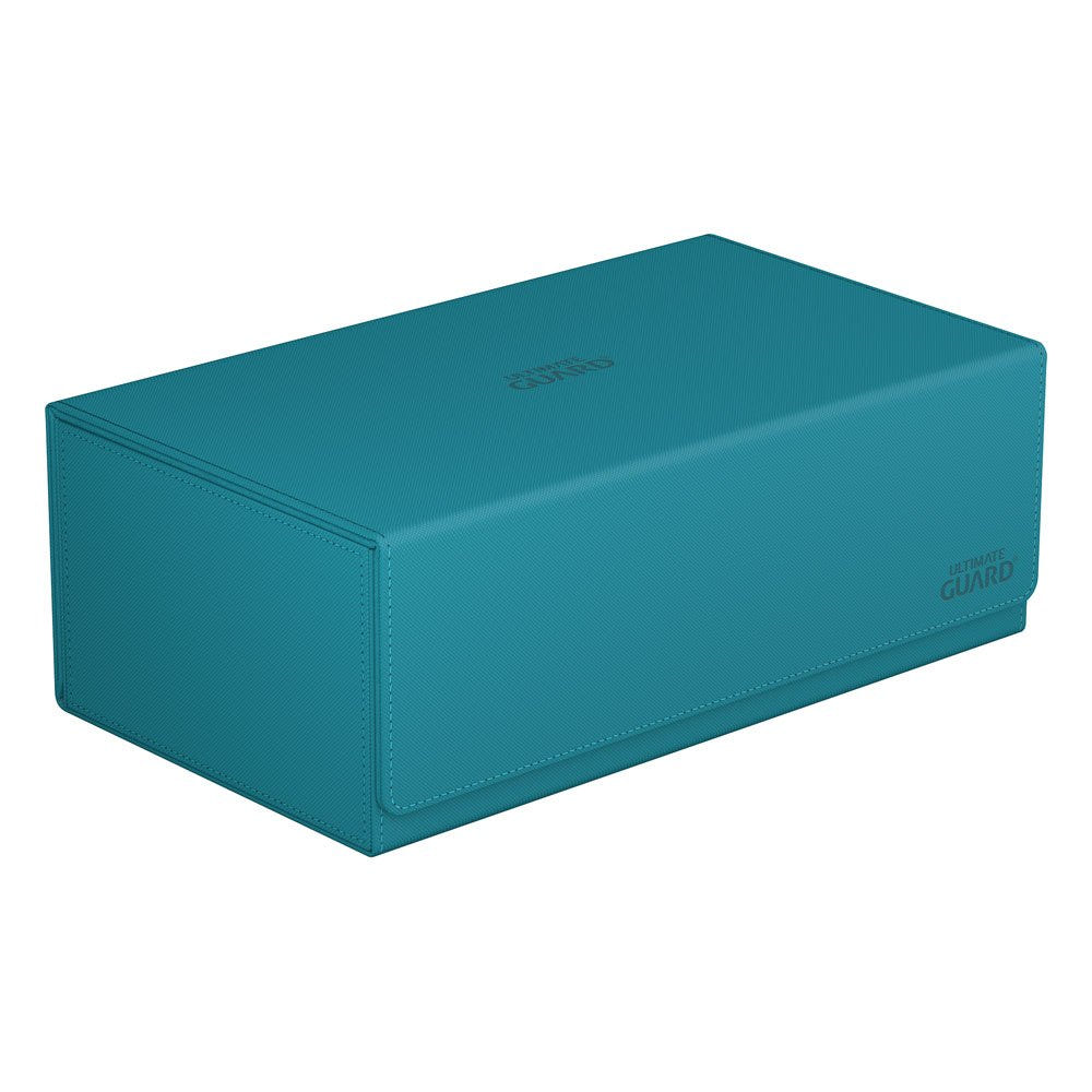 Ultimate Guard Arkhive 800+ Xenoskin card box in petrol, closed, angled view of the front and lid