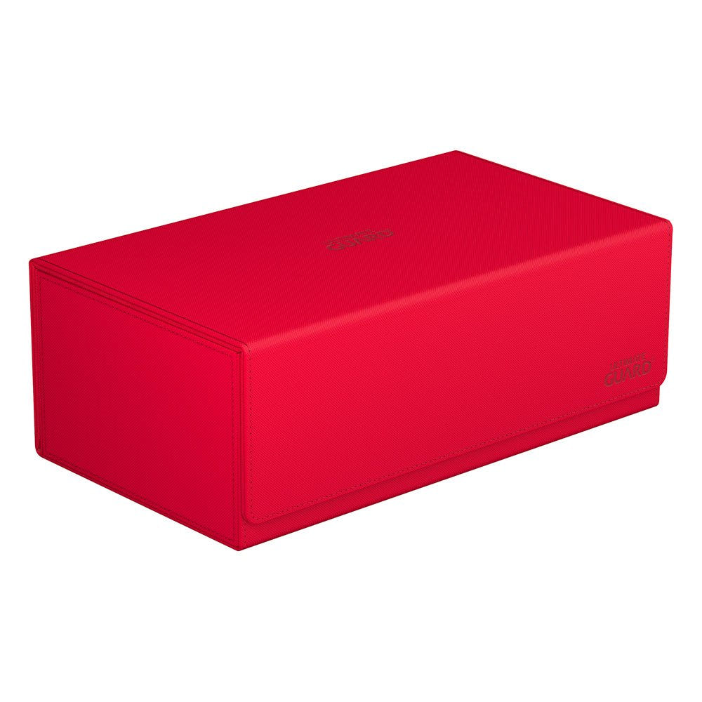 Ultimate Guard Arkhive 800+ Xenoskin card box in red, closed, angled view of the front and lid