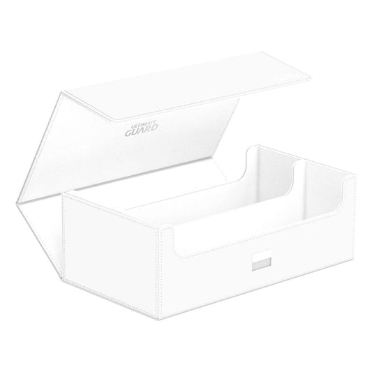Ultimate Guard Arkhive 800+ Xenoskin card box in white, lid open showing empty two-row interior