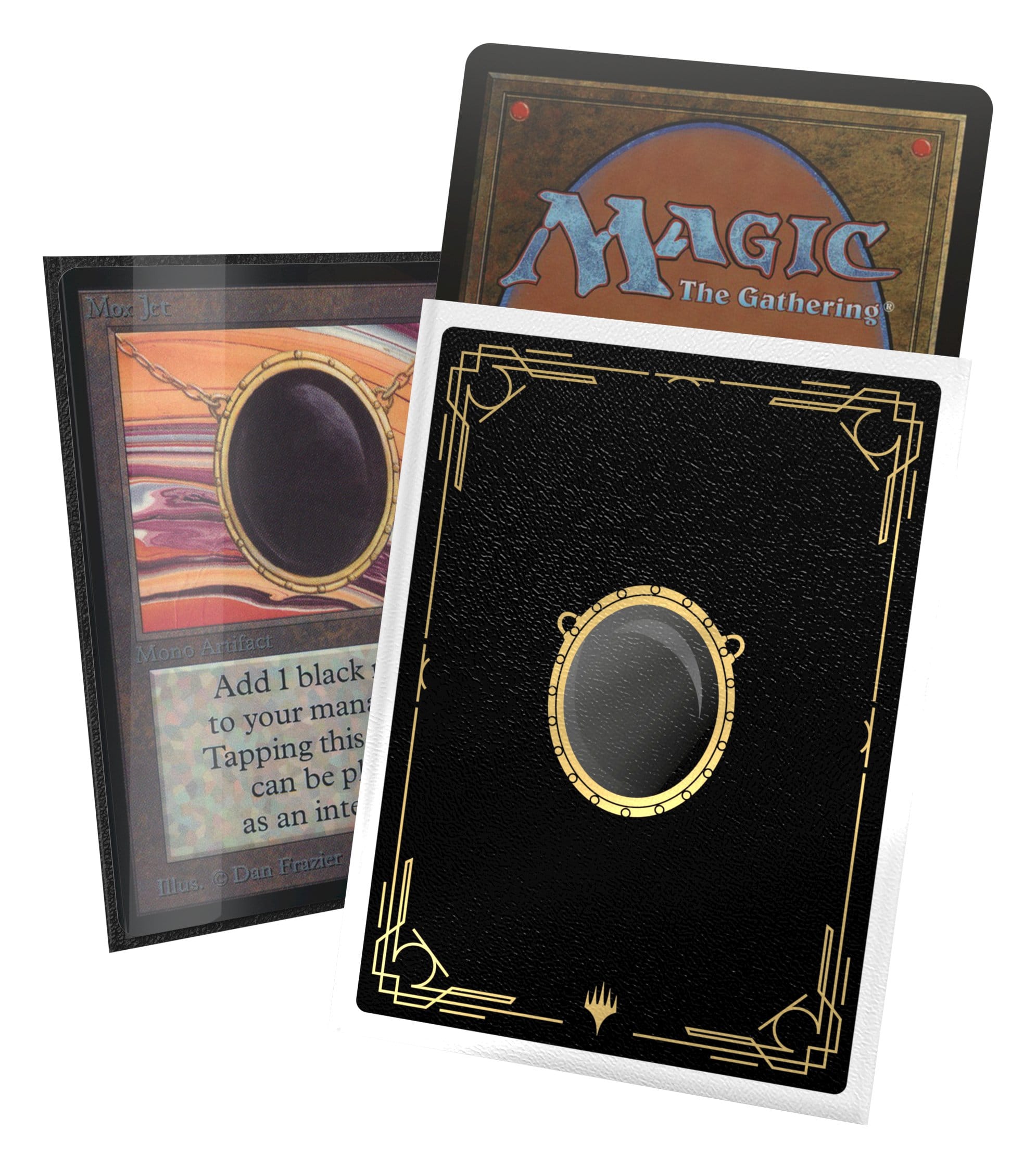 Mox Jet art sleeve shown with a Magic card