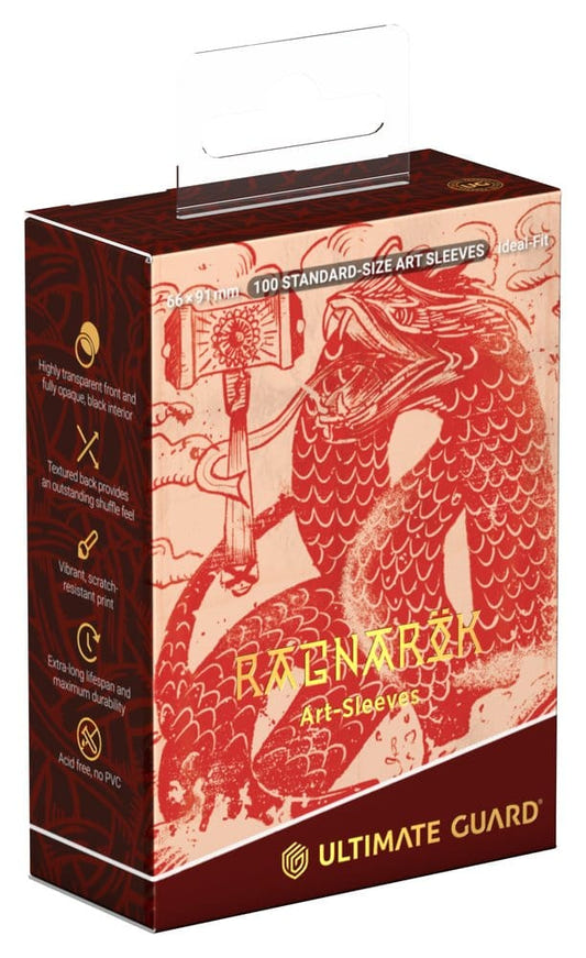 Ultimate Guard Ragnarök Art Sleeves box with red illustration of the serpent Jörmungandr