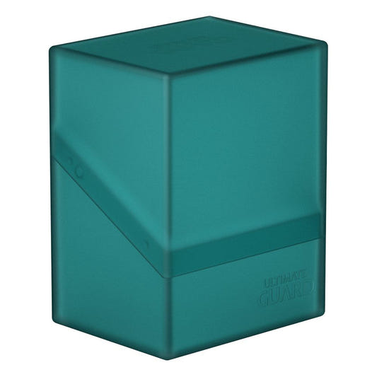 Ultimate Guard Boulder 80+ deck box in malachite, closed, front three-quarter view