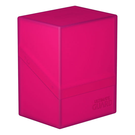 Ultimate Guard Boulder 80+ deck box in rhodonite pink, closed, front three-quarter view