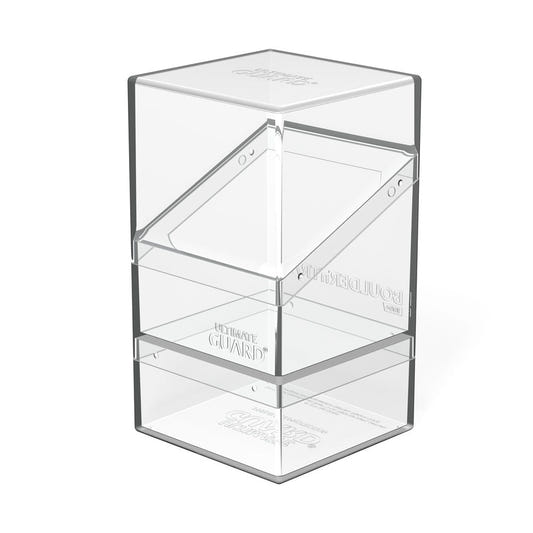 Ultimate Guard Boulder'n'Tray 100+ deck box in clear, closed, front three-quarter view