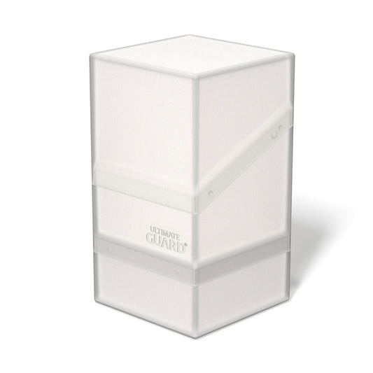 Ultimate Guard Boulder'n'Tray 100+ deck box in frosted, closed, front three-quarter view