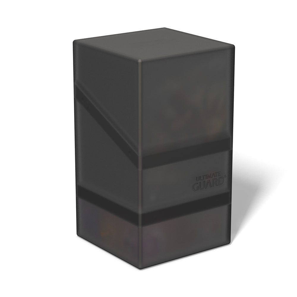 Ultimate Guard Boulder'n'Tray 100+ deck box in onyx, closed with cards and dice stored inside