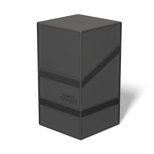 Ultimate Guard Boulder'n'Tray 100+ deck box in onyx, closed, front three-quarter view