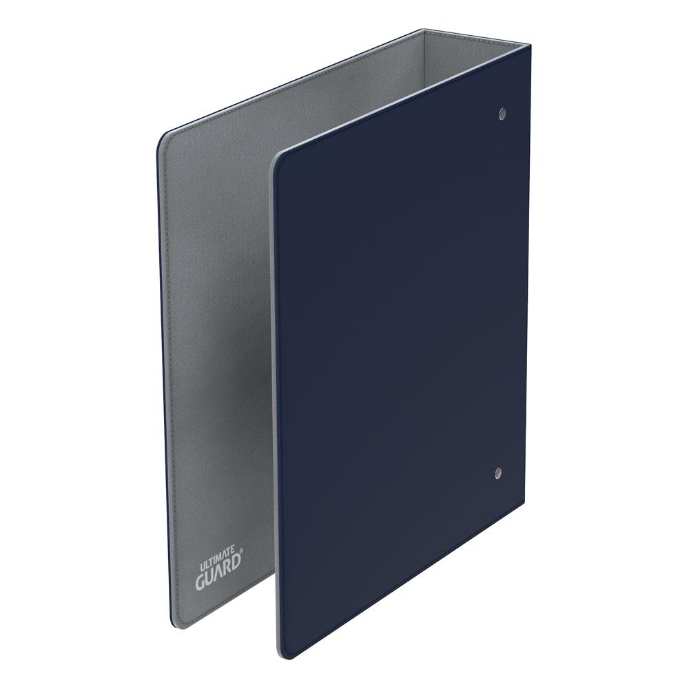 Ultimate Guard Collector's Album Xenoskin Regular blue ring binder, empty, standing, angled view of back cover