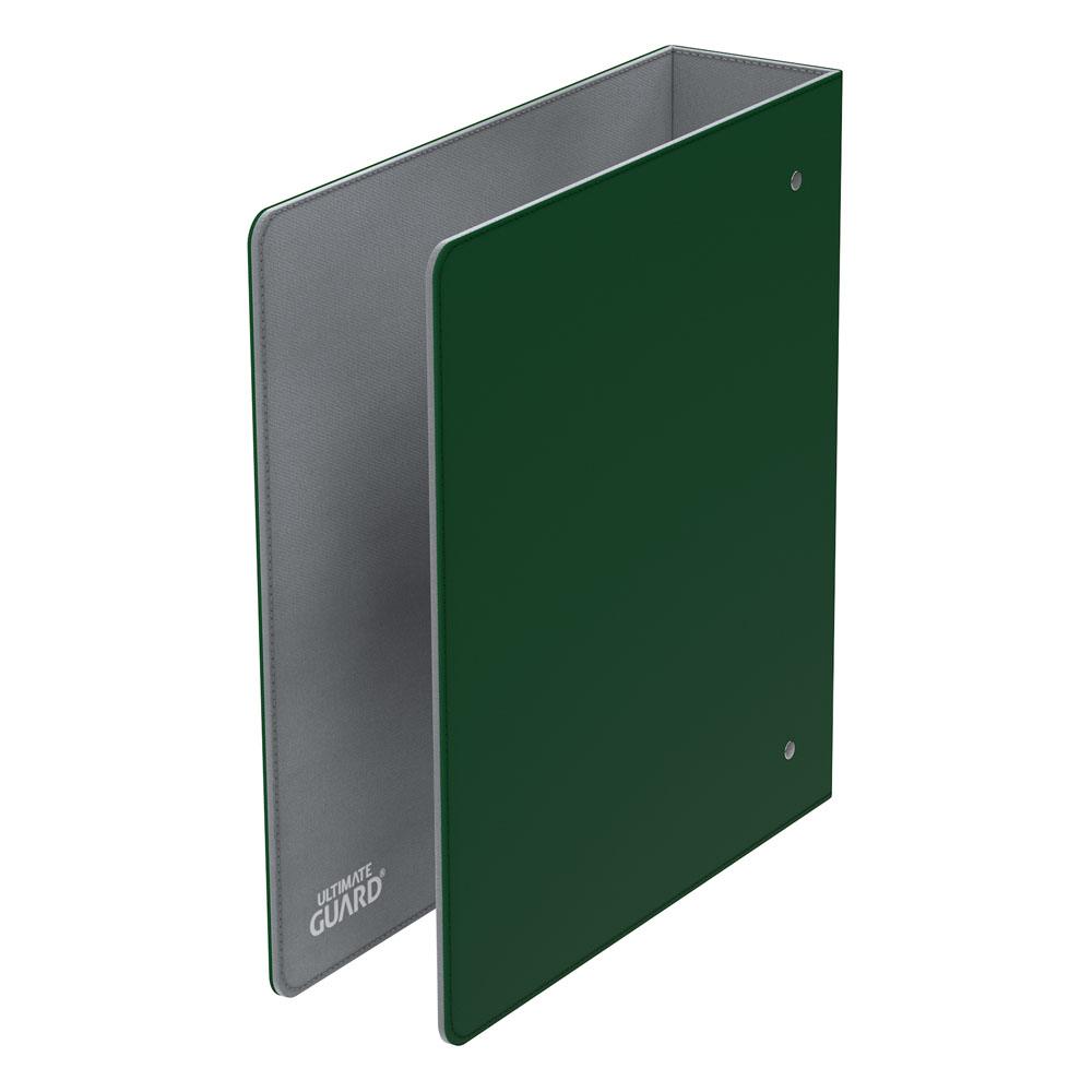 Ultimate Guard Collector's Album Xenoskin Regular green ring binder, empty, standing, angled view of back cover