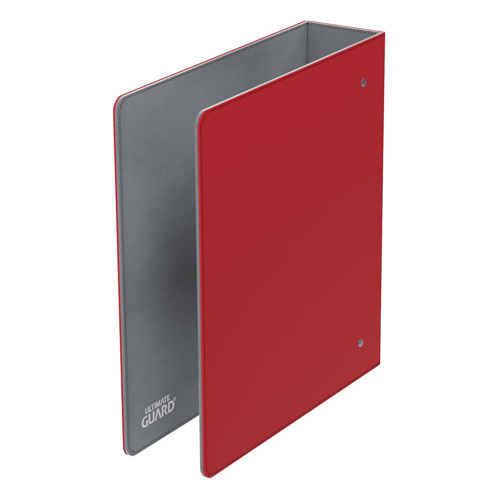 Ultimate Guard Collector's Album Xenoskin Regular red ring binder, empty, standing, angled view of back cover