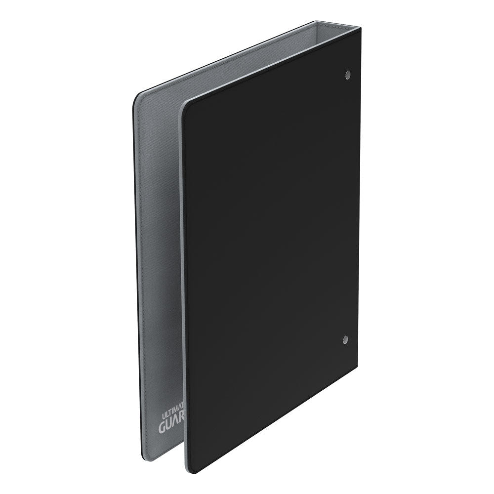 Ultimate Guard Collector's Album Xenoskin Regular Slim black ring binder, empty, standing, angled view of back cover