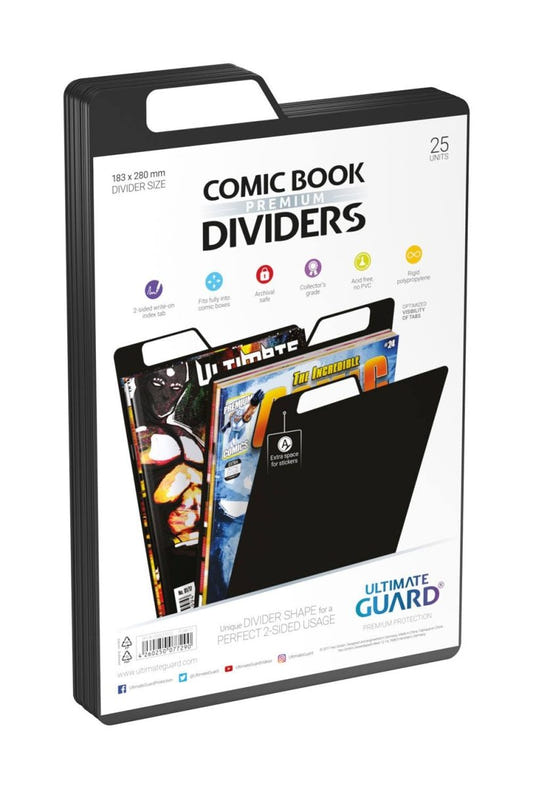 Ultimate Guard Comic Book Dividers in black, pack of 25, retail packaging front