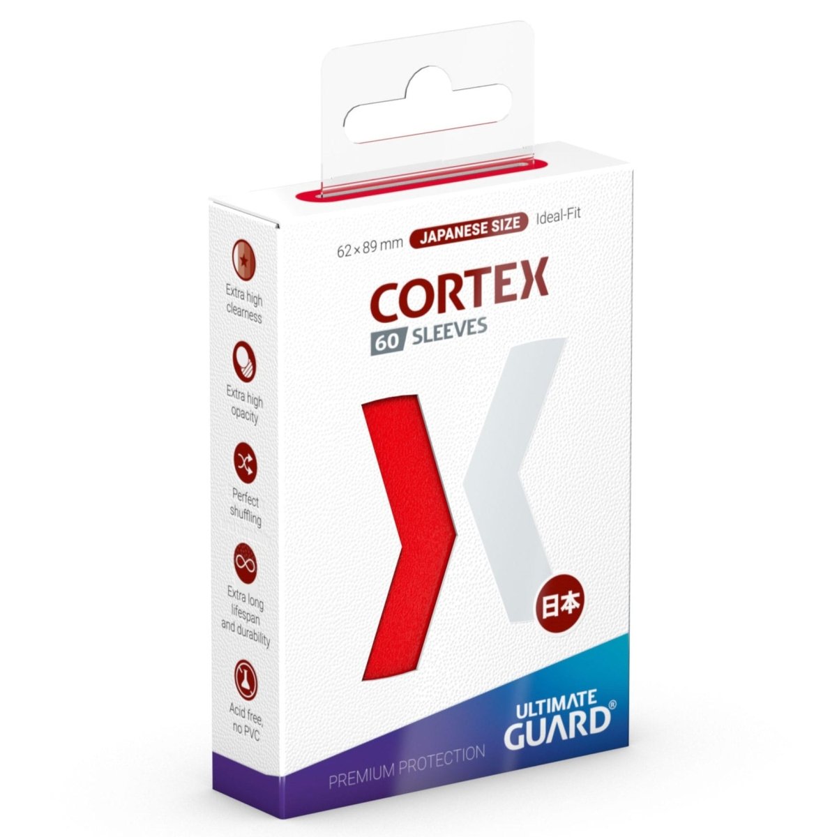 Ultimate Guard Cortex Sleeves Japanese Size (60) - Red - Loaded Dice