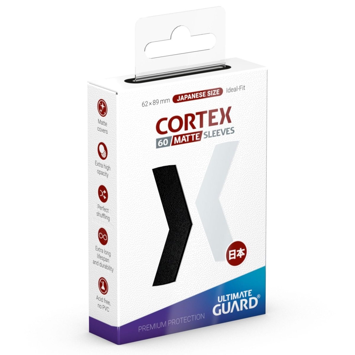 Ultimate Guard Cortex Sleeves Matte Japanese Size (60) - Black - Loaded Dice
