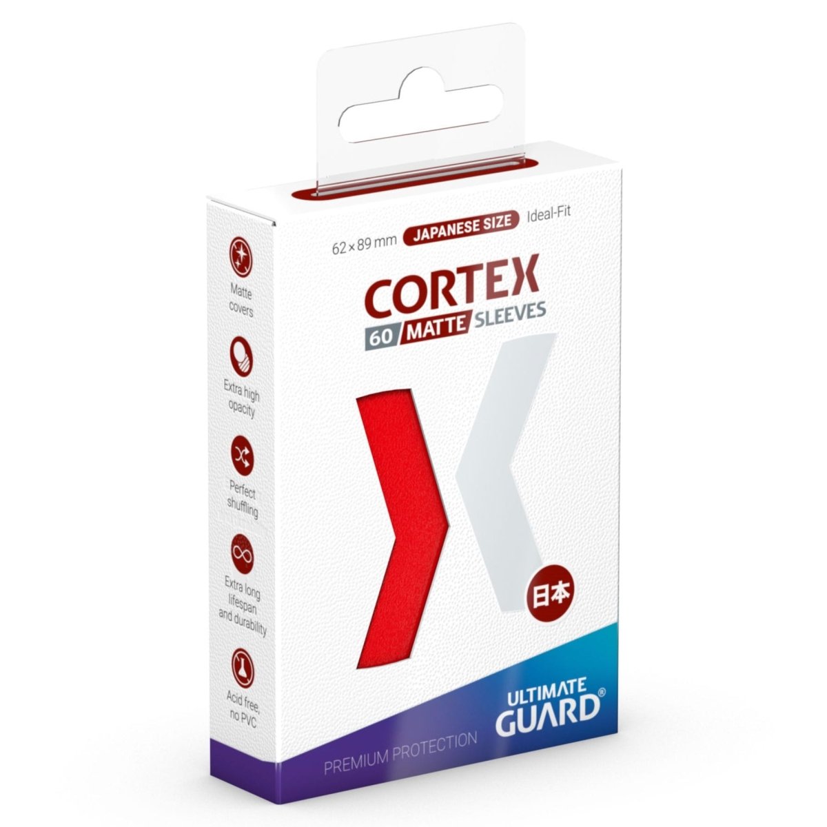 Ultimate Guard Cortex Sleeves Matte Japanese Size (60) - Red - Loaded Dice