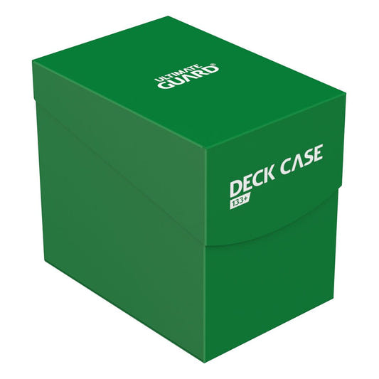 Ultimate Guard Deck Case 133+ in green, closed, front view with Deck Case logo