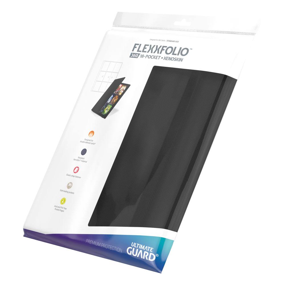 Ultimate Guard Flexxfolio 360 18-pocket Xenoskin binder in black, in retail packaging