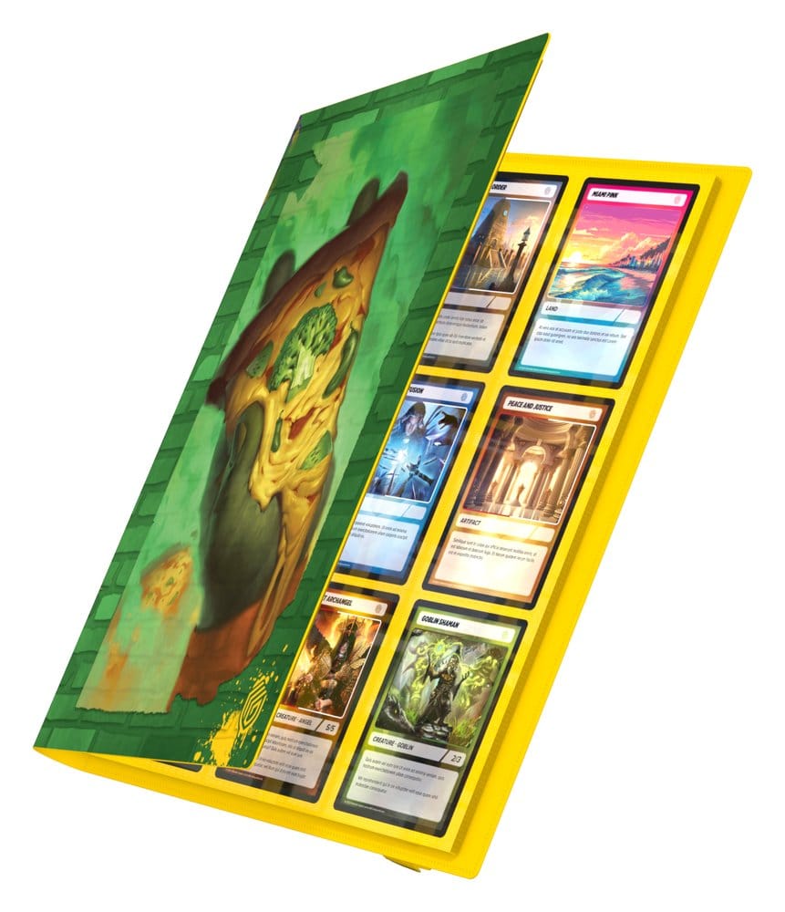 Ultimate Guard Flexxfolio 360 MTG x TMNT Forest binder, green brick cover, cover opening to show cards in yellow pages