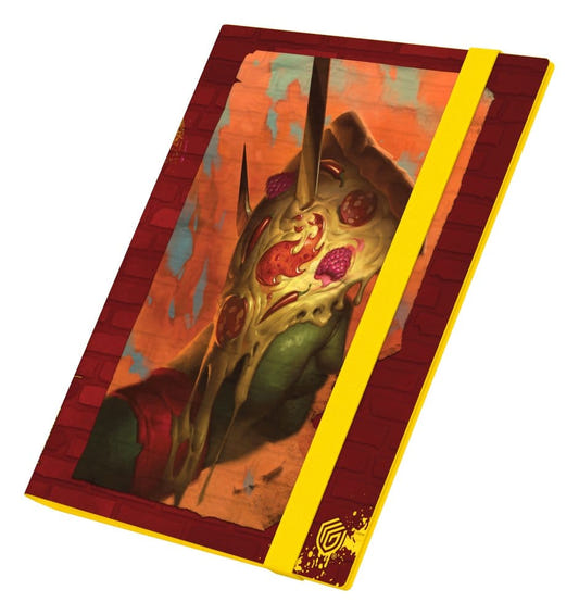 Ultimate Guard Flexxfolio 360 MTG x TMNT Mountain binder, red brick cover, closed with yellow strap, angled front view